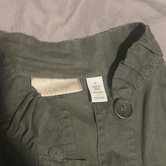 Chico’s Button Front Jacket with 3/4 Length Sleeves Size 1 Medium
Olive Green - Picture 2 of 4